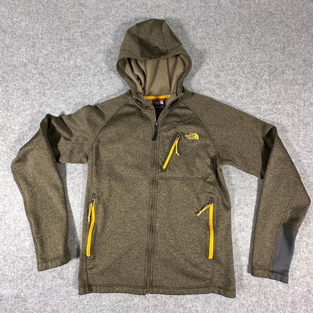 The North Face Full Zip Hoodie Mens Small Brown Green Canyonlands Fleece Yellow